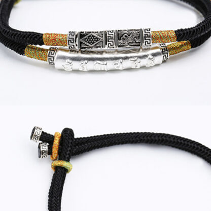 999 Sterling Silver Handmade Om Mani Padme Hum Peace Braided Bracelet - 图片 5