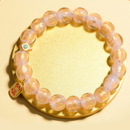 Tibetan Incense Ash Liuli Glass Bead Lucky Fortune Fu Character Charm Bracelet - 图片 4