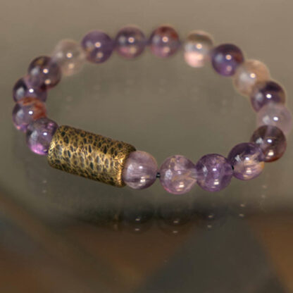 White Crystal Red Hematoid Quartz Gold Rutilated Quartz Purple Phantom Protection Bracelet - 图片 27