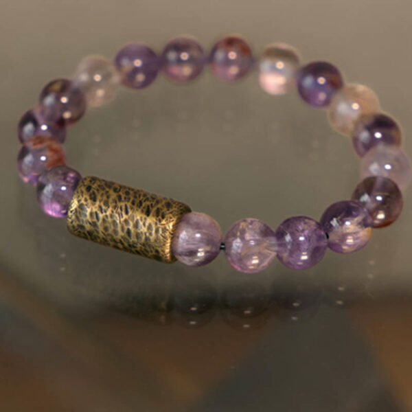 White Crystal Red Hematoid Quartz Gold Rutilated Quartz Purple Phantom Protection Bracelet - 图片 27