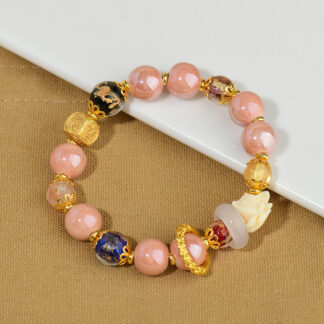 Tibetan Incense Ash Liuli Glass Bead Luck Protection Nine Tailed Fox Bracelet