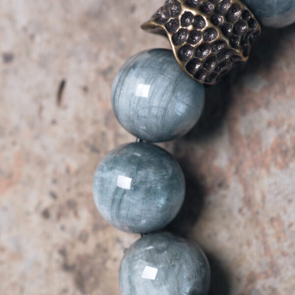 Buddha Stones Eagle's Eye Stone Ebony Wood Copper Confidence Couple Bracelet - 图片 9