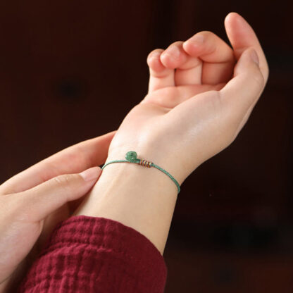 Tibetan Handmade Green Aventurine Luck Protection Braided Rope Bracelet - 图片 4
