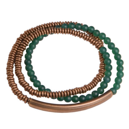Buddha Stones Tibetan Various Agate Stone Copper Protection Triple Wrap Bracelet - 图片 14