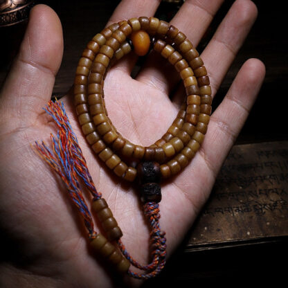 Buddha Stones Tibet 108 Mala Beads Yak Bone Amber Balance Bracelet - 图片 9