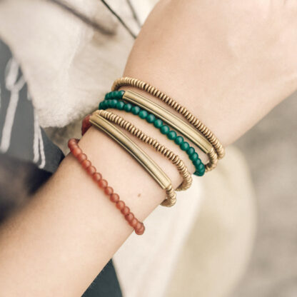 Buddha Stones Tibetan Various Agate Stone Copper Protection Triple Wrap Bracelet - 图片 4