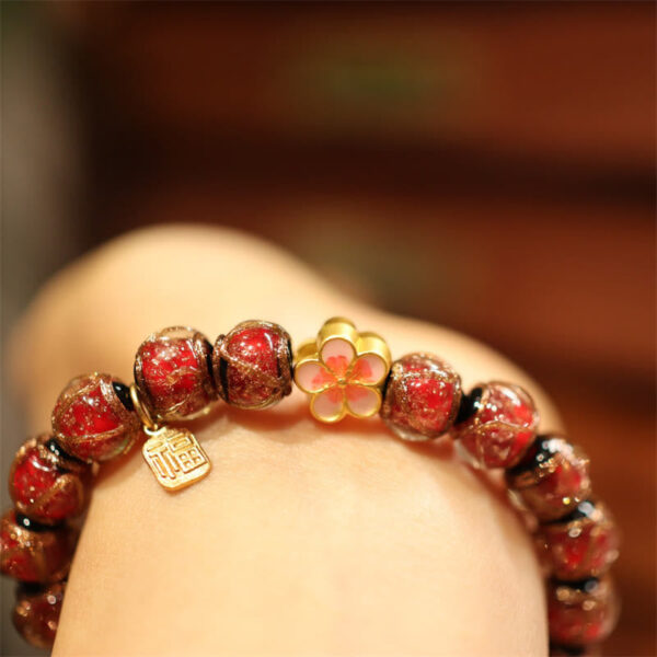 Buddha Stones Tibetan Gold Swallowing Beast Family Five God Of Wealth Thangka Fortune Bead Bracelet - 图片 11