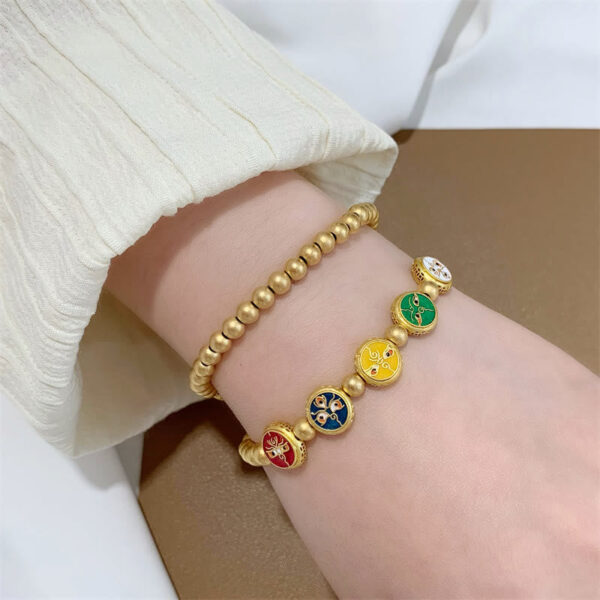 Tibetan Five God Of Wealth Copper Beads Luck Bracelet - 图片 7