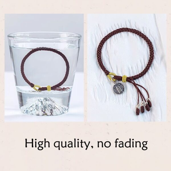 Handmade 925 Sterling Silver Five Directions Gods of Wealth Luck Protection String Braid Bracelet - 图片 13