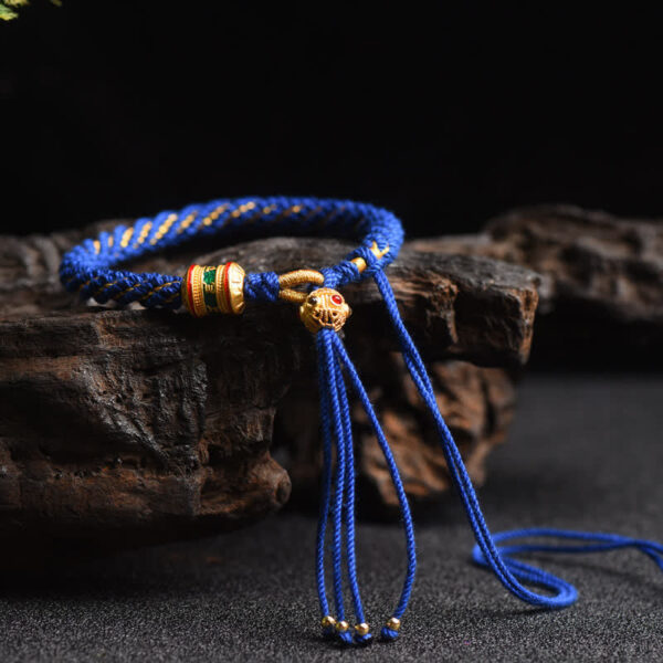 Buddha Stones Tibetan Handmade Luck Prayer Wheel Bead Charm Weave Colorful String Bracelet - 图片 10