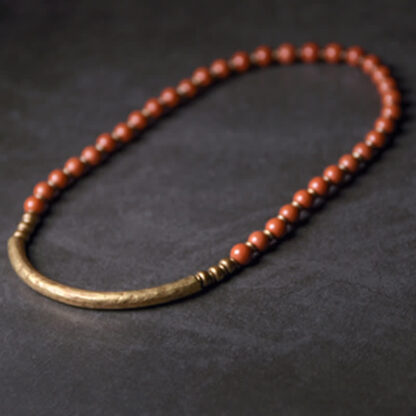 Buddha Stones Red Jasper Moss Agate Black Obsidian Crystal Copper Peace Couple Bracelet - 图片 7