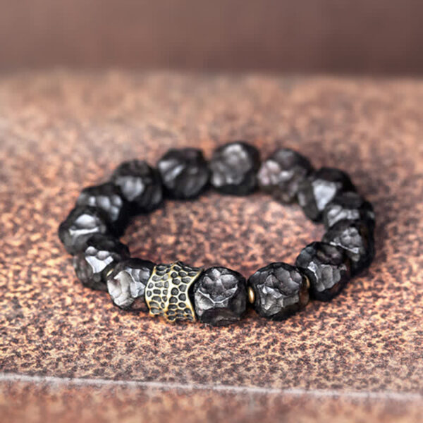 Buddha Stones Ebony Wood Copper Peace Balance Couple Bracelet - 图片 6