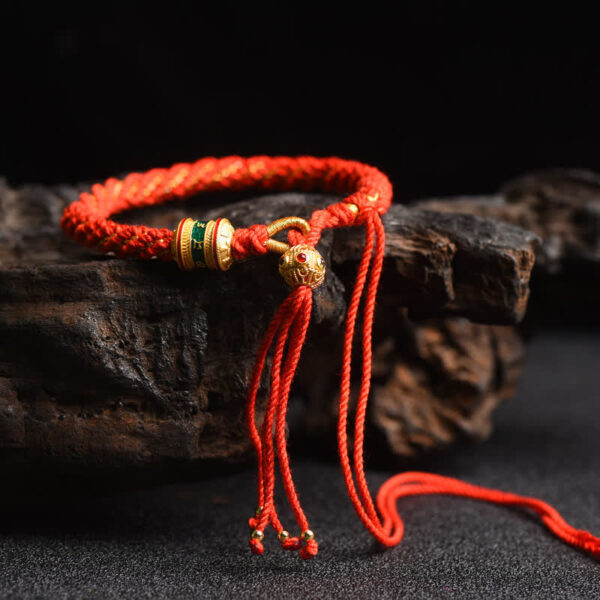 Buddha Stones Tibetan Handmade Luck Prayer Wheel Bead Charm Weave Colorful String Bracelet - 图片 4
