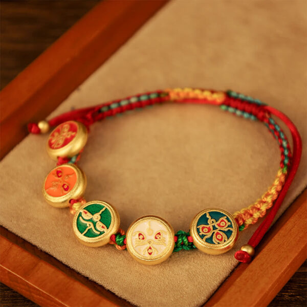 Tibetan Five God Of Wealth Colorful Rope Braided Luck Bracelet - 图片 4