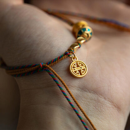 Buddha Stones Tibetan Handmade Om Mani Padme Hum Prayer Wheel Protection Strength String Bracelet - 图片 7