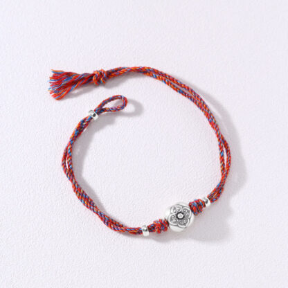 999 Sterling Silver Persimmon Luck Multicolored Braided Bracelet - 图片 17