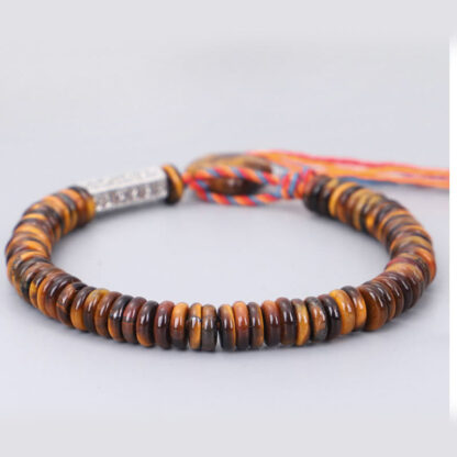 Buddha Stones Tibetan Tiger Eye Om Mani Padme Hum Protection Power Bracelet - 图片 7