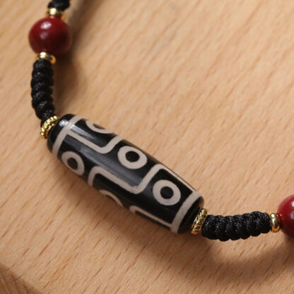 Handcrafted Tibetan Nine-eye Dzi Bead Protection Bracelet - 图片 4