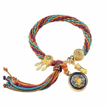 Buddha Stones Tibetan Luck Reincarnation Knot Prayer Wheel Dream Catcher Braid String Bracelet - 图片 4