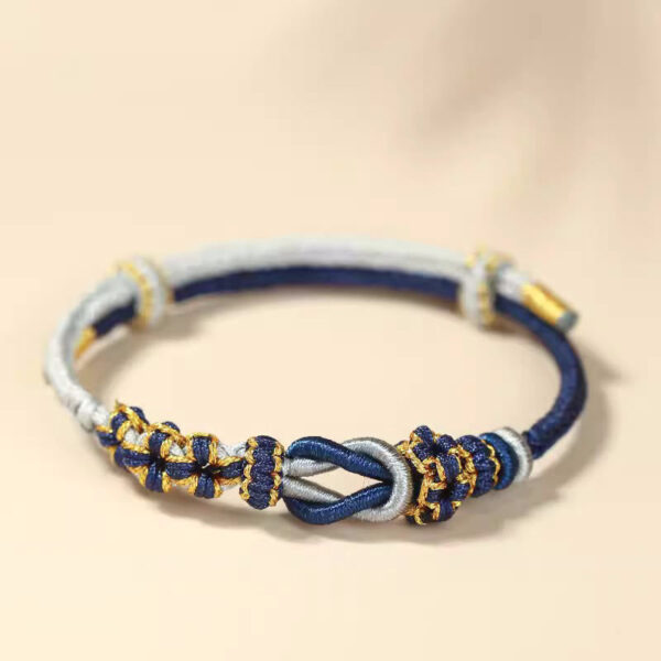Handmade Peach Blossom Knot Eight Thread Peace Knot Luck Protection Bracelet - 图片 12