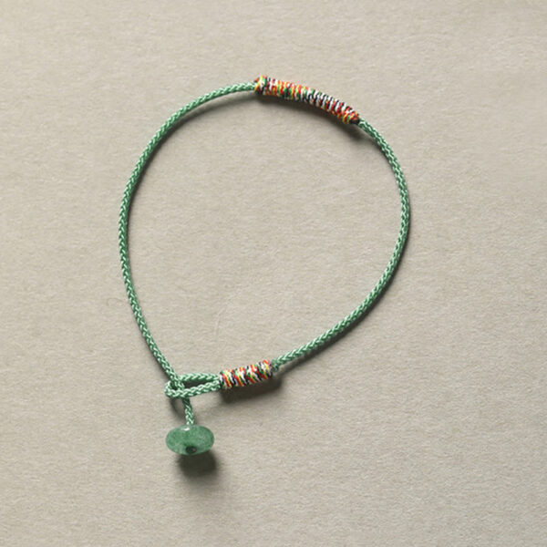 Tibetan Handmade Green Aventurine Luck Protection Braided Rope Bracelet - 图片 3