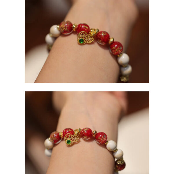 Gourd God Of Wealth Charm Fortune Liuli Glass Bead Incense Ash Porcelain Bead Bracelet - 图片 7