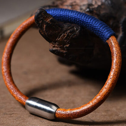 Tibetan Leather Handmade Five Elements Luck Braid String Buckle Bracelet - 图片 10