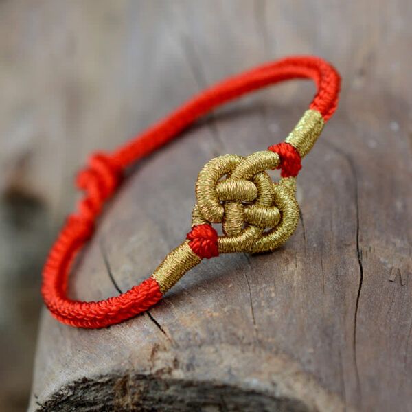 Buddha Stones Handmade Simple Design Chinese Knotting Luck Strength Braid String Bracelet