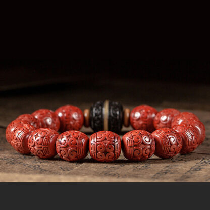 Buddha Stones Natural Cinnabar Ebony Calm Blessing Bracelet - 图片 8