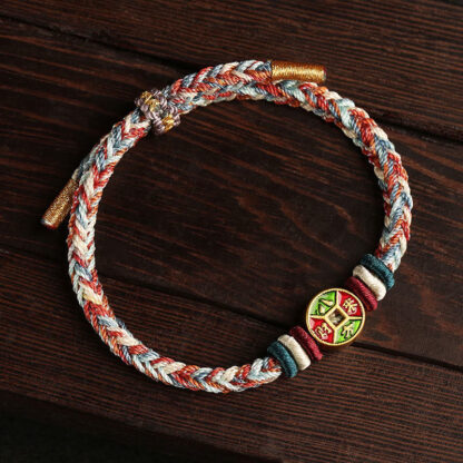 Colorful Rope Wealth Comes From All Directions Handmade Eight Thread Peace Knot Luck Bracelet - 图片 3