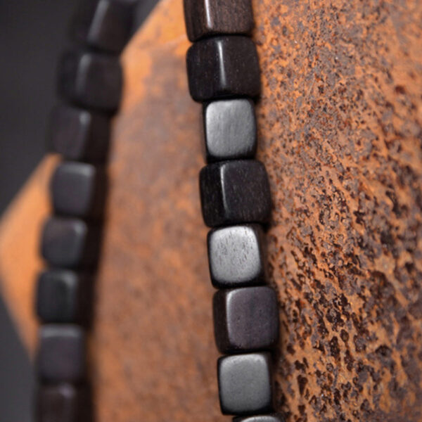Buddha Stones Ebony Wood Dzi Bead Copper Peace Couple Bracelet - 图片 16