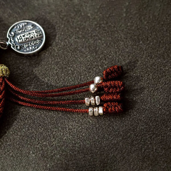 Handmade 925 Sterling Silver Five Directions Gods of Wealth Luck Protection String Braid Bracelet - 图片 7