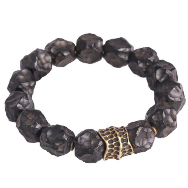 Buddha Stones Ebony Wood Copper Peace Balance Couple Bracelet - 图片 9