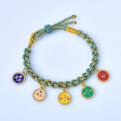 Handmade Tibetan Multicolored Rope Five God Of Wealth Luck Braid Bracelet - 图片 5