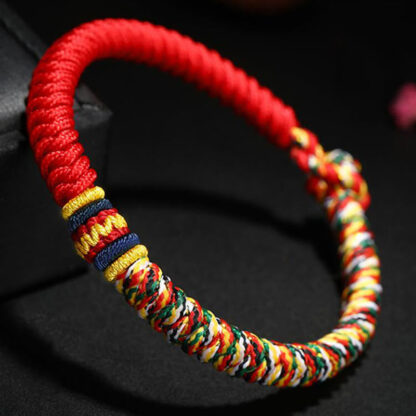 Buddha Stones Tibetan Handmade Multicolored Thread King Kong Knot Strength Braid String Bracelet - 图片 4