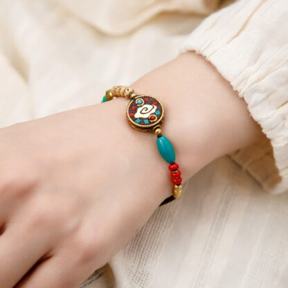 Buddha Stones Tibetan Turquoise Om Mani Padme Hum Protection Strength Bracelet - 图片 11