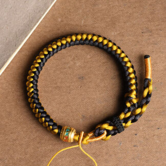 Handmade Tibetan Black Gold Dragon Scale Rope Om Mani Padme Hum Purity Bracelet