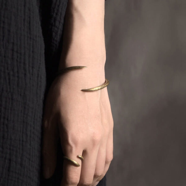 Buddha Stones Simple Design Copper Luck Adjustable Cuff Bracelet - 图片 4