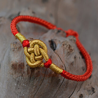 Buddha Stones Handmade Simple Design Chinese Knotting Luck Strength Braid String Bracelet - 图片 3