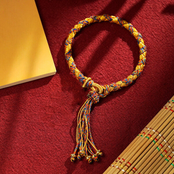 Handmade Tibetan Five God Of Wealth Dragon Scale Rope Luck Braid Bracelet - 图片 16