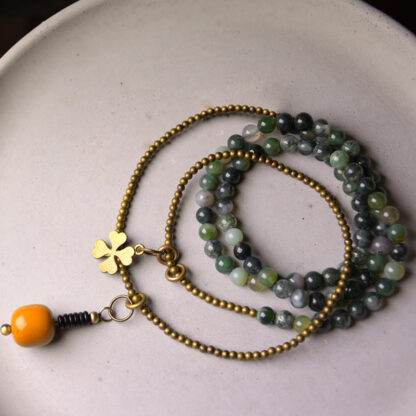 Buddha Stones Moss Agate Copper Lucky Multilayer Bracelet - 图片 2
