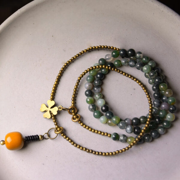 Buddha Stones Moss Agate Copper Lucky Multilayer Bracelet - 图片 2
