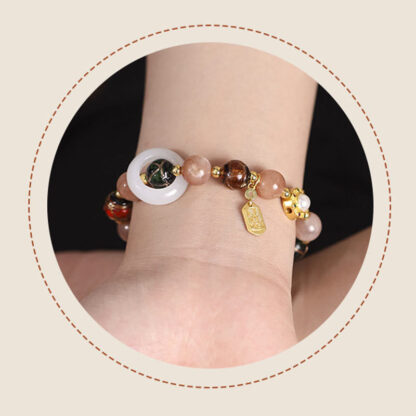 Tibetan Incense Ash Liuli Glass Tridacna Stone Sun Stone Om Mani Padme Hum Prayer Wheel Charm Bracelet - 图片 12