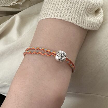 999 Sterling Silver Persimmon Luck Multicolored Braided Bracelet - 图片 15