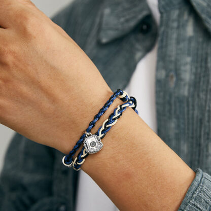 925 Sterling Silver Om Mani Padme Hum Swastika Handmade Protection Bracelet - 图片 10
