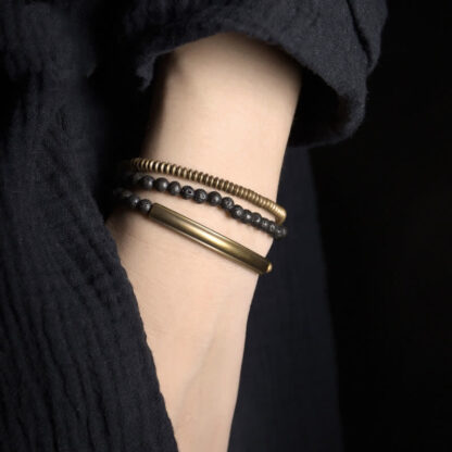 Buddha Stones Vintage Lava Rock Copper Support Bracelet - 图片 2