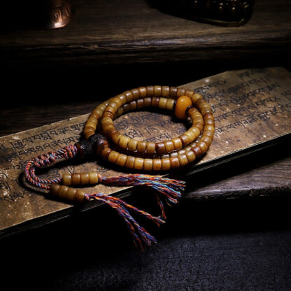Buddha Stones Tibet 108 Mala Beads Yak Bone Amber Balance Bracelet - 图片 13