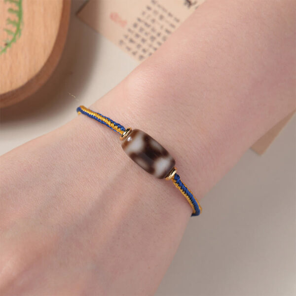 Tibetan Three-eyed Dzi Bead Luck Happiness Bracelet - 图片 5