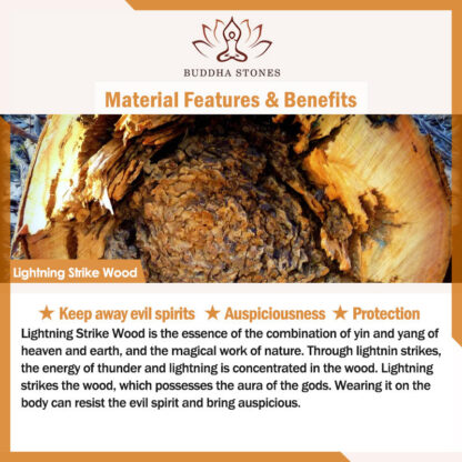 Buddha Stones Tibetan Lightning Strike Wood Protection Bracelet - 图片 7