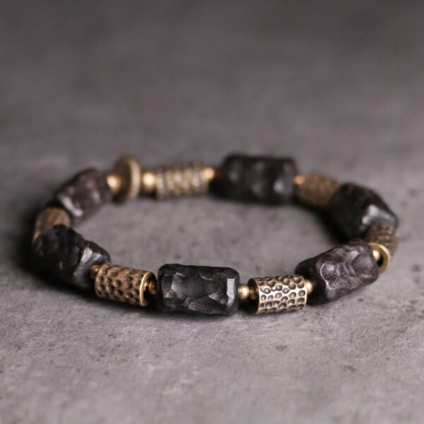Buddha Stones Tibetan Ebony Wood Copper Calm Peace Bracelet - 图片 10